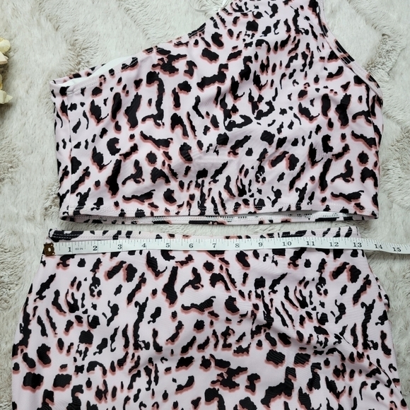 Grace Karin Pink Cheetah Leopard High Rise One Shoulder Bikini Swimsuit NWT Sz M - Picture 10 of 13